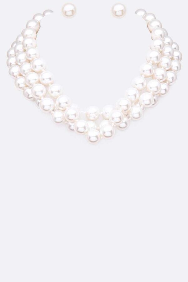 Ivory/Pearl Choker Necklace & Earring Set - Image 5